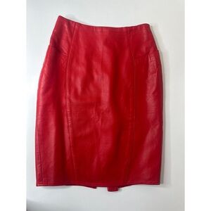 Erez Leather Long Pencil Skirt